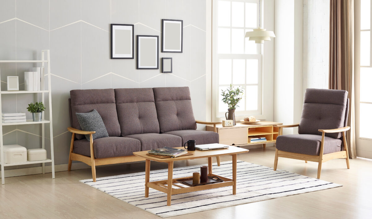 Scandinavian,Style,Livingroom,With,Fabric,Sofa,,Sofa,Table.