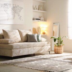 Comfortable,Sofa,With,Pillows,And,Houseplant,In,Living,Room